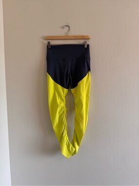 ZYIA Neon Yellow and Black Colorblock Leggings